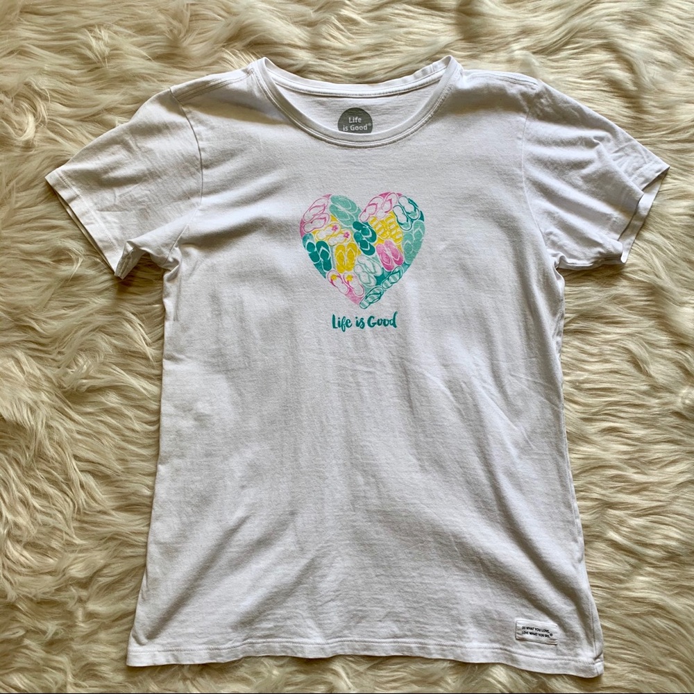Life Is Good Flip Flop Heart Cotton T-shirt
